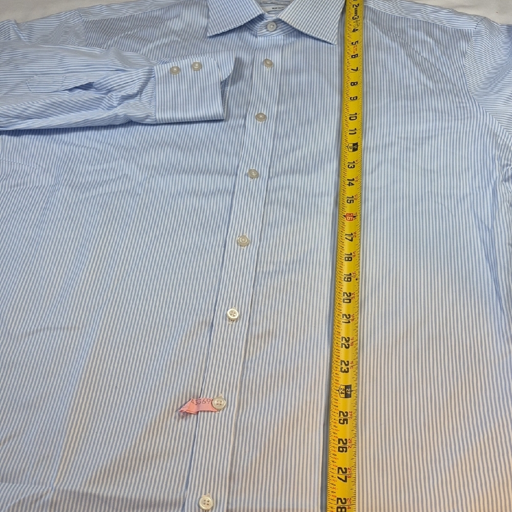 T.M.Lewin Men's Light Blue Pinstripe Dress Shirt - Picture 4 of 16